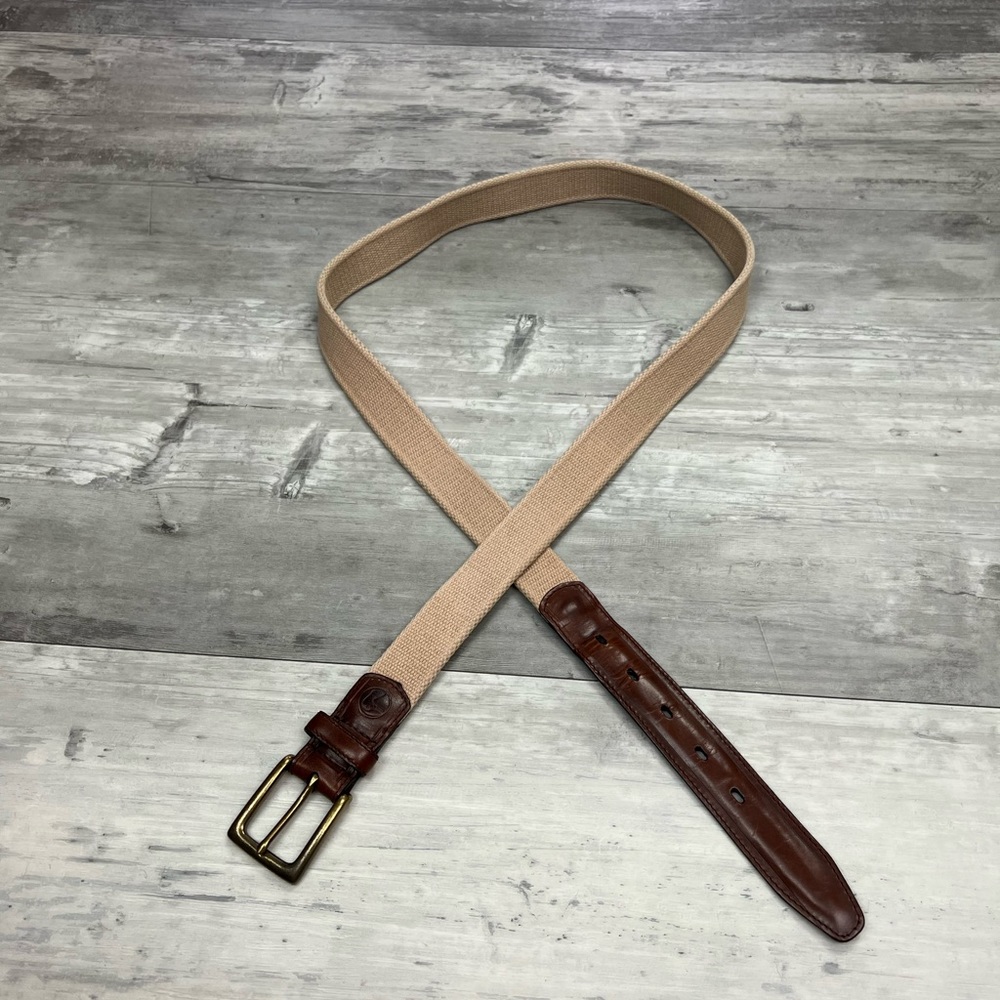 VTG 1980’s Duck Head Tan Canvas & Leather Belt 44